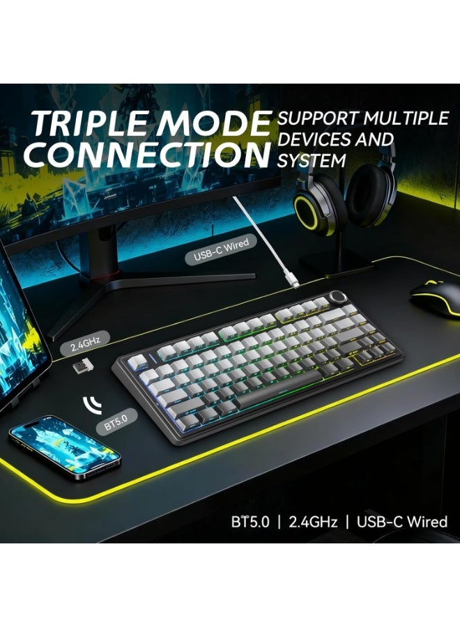 AULA F75 75% Wireless Gasket Gaming Keyboard, Hot Swappable Gaming Keyboard, Pre-Lubed Reaper Switches, Five-Layer Padding & Knob, 2.4GHz/Bluetooth 5.0/USB-C Tri-Mode, RGB Backlit for PC/Mac - Image 3